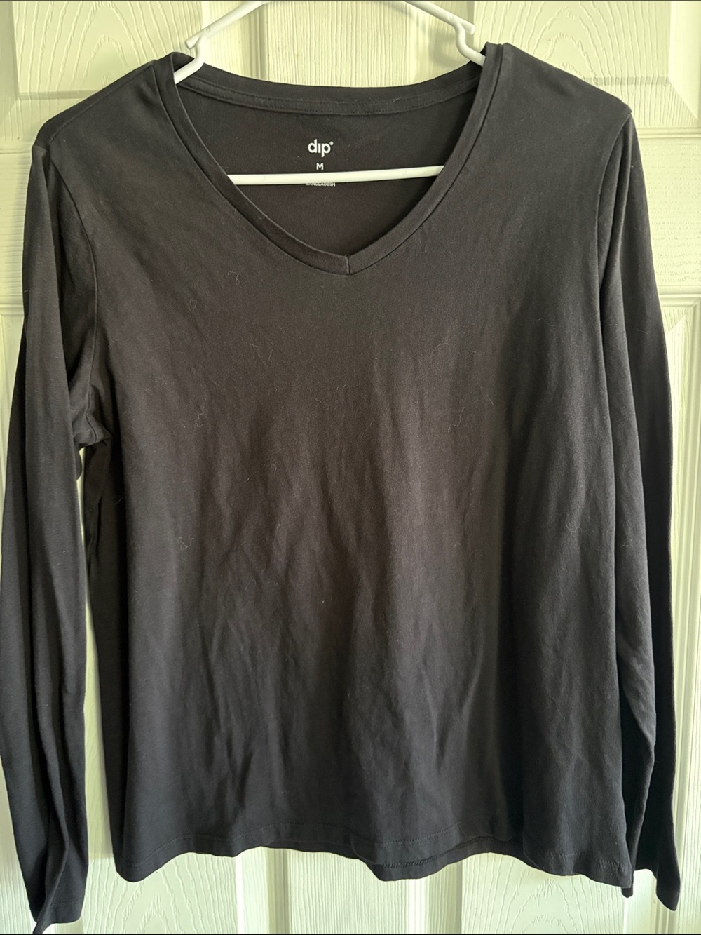 dip Black V-Neck Long Sleeve Top